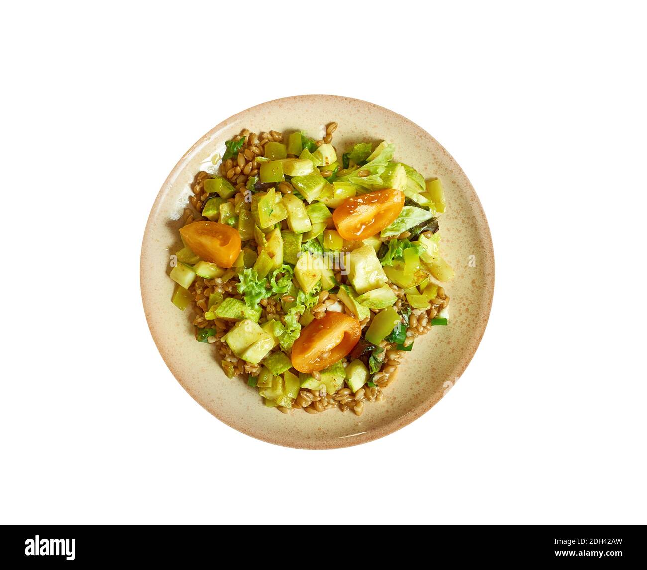 Zucchini Farro Salat mit hausgemachtem Pesto Stockfoto