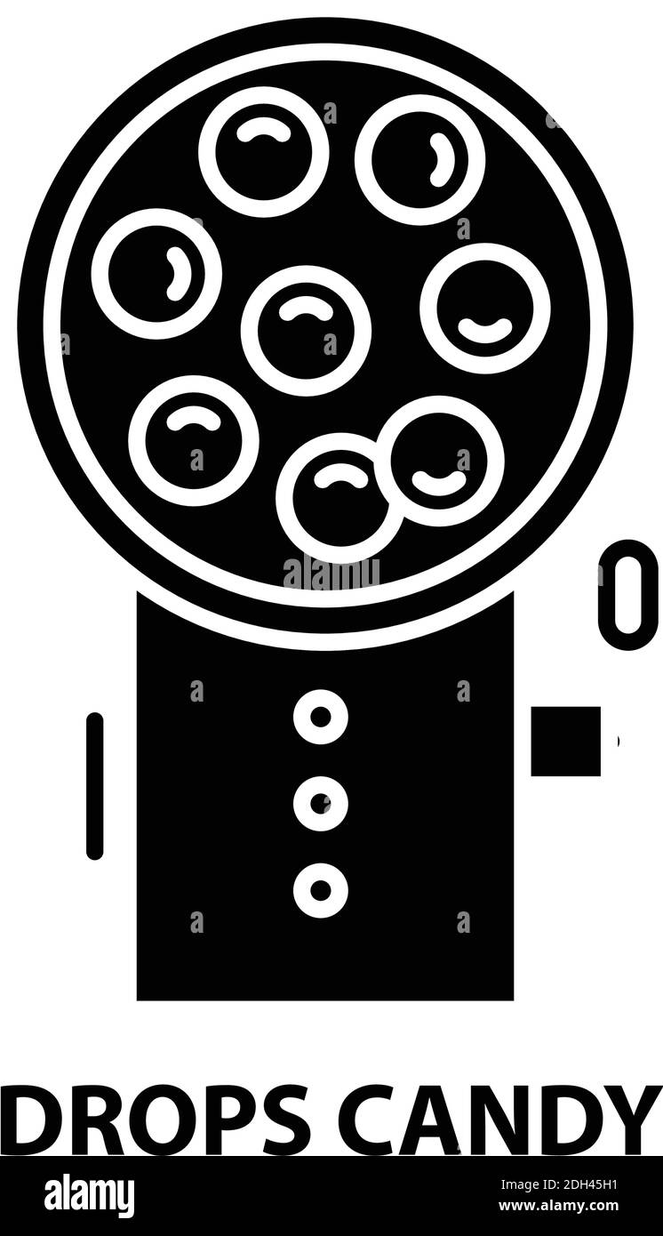 DROPS Candy Icon, schwarzes Vektorzeichen mit editierbaren Striche, Konzeptdarstellung Stock Vektor