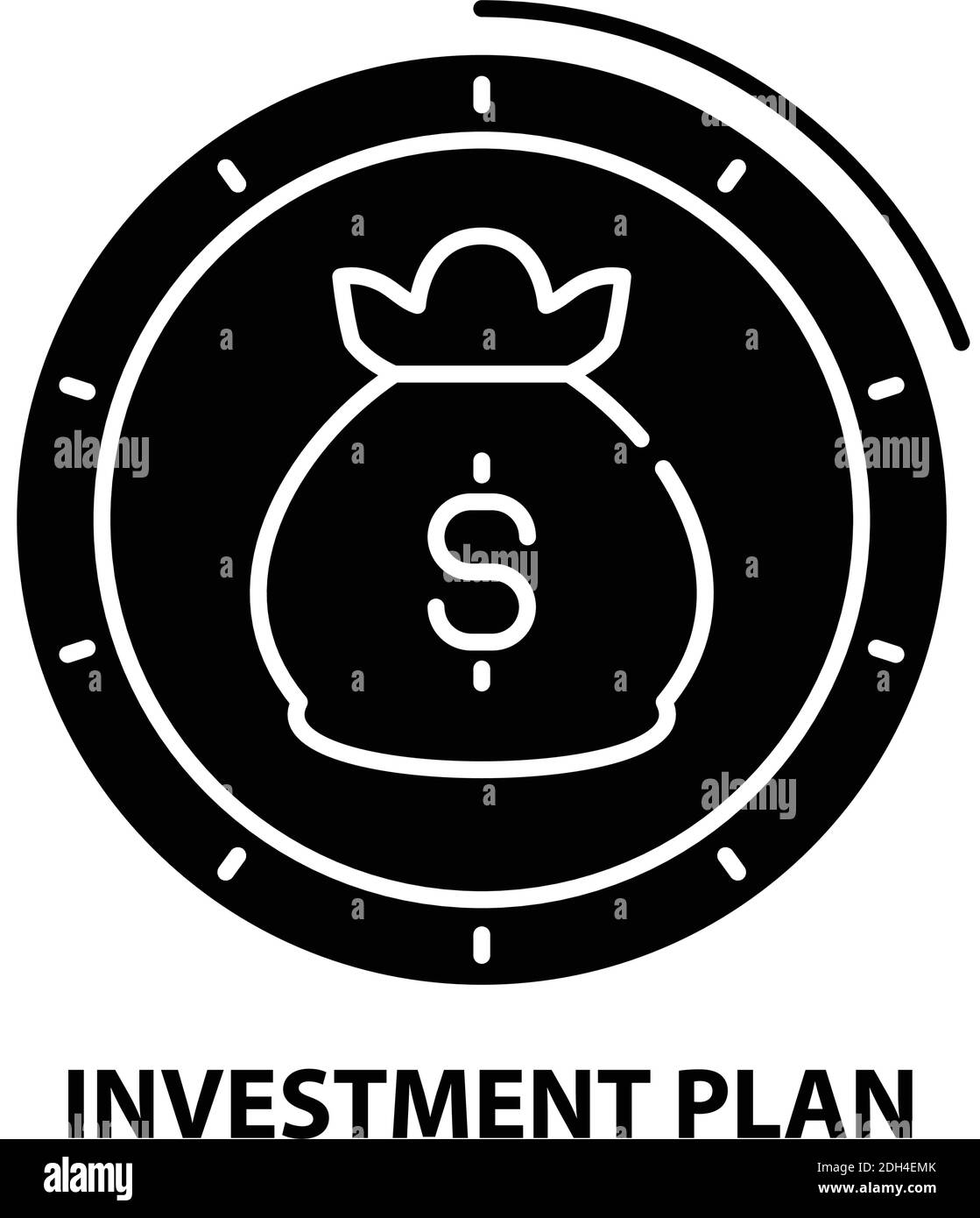 Investitionsplan-Symbol, schwarzes Vektorzeichen mit editierbaren Konturen, Konzeptdarstellung Stock Vektor