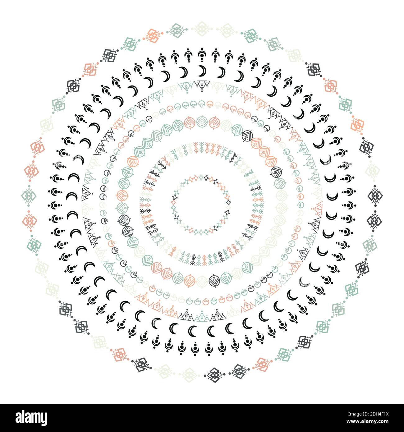 Mandala ethnische Ornamente. Tribal Linie geometrisches Design, azteken-Stil, native americans texile. Vektorelemente für Texturen, Muster. Stock Vektor