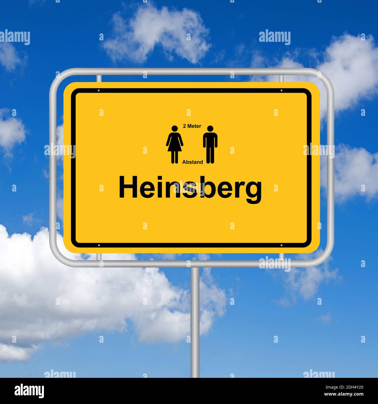 Ortsschild, Heinsberg, Gangelt, Biohazard, Corona-Hochburg, Stockfoto