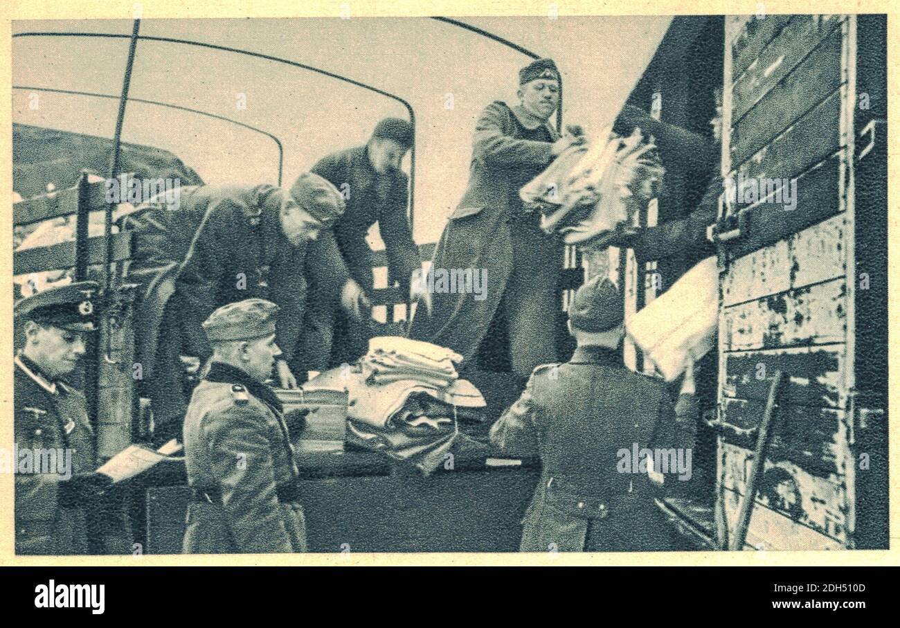 DEUTSCHLAND - DEZEMBER 1941: Goebbels Propaganda. Vorräte für Ostfront. Stockfoto