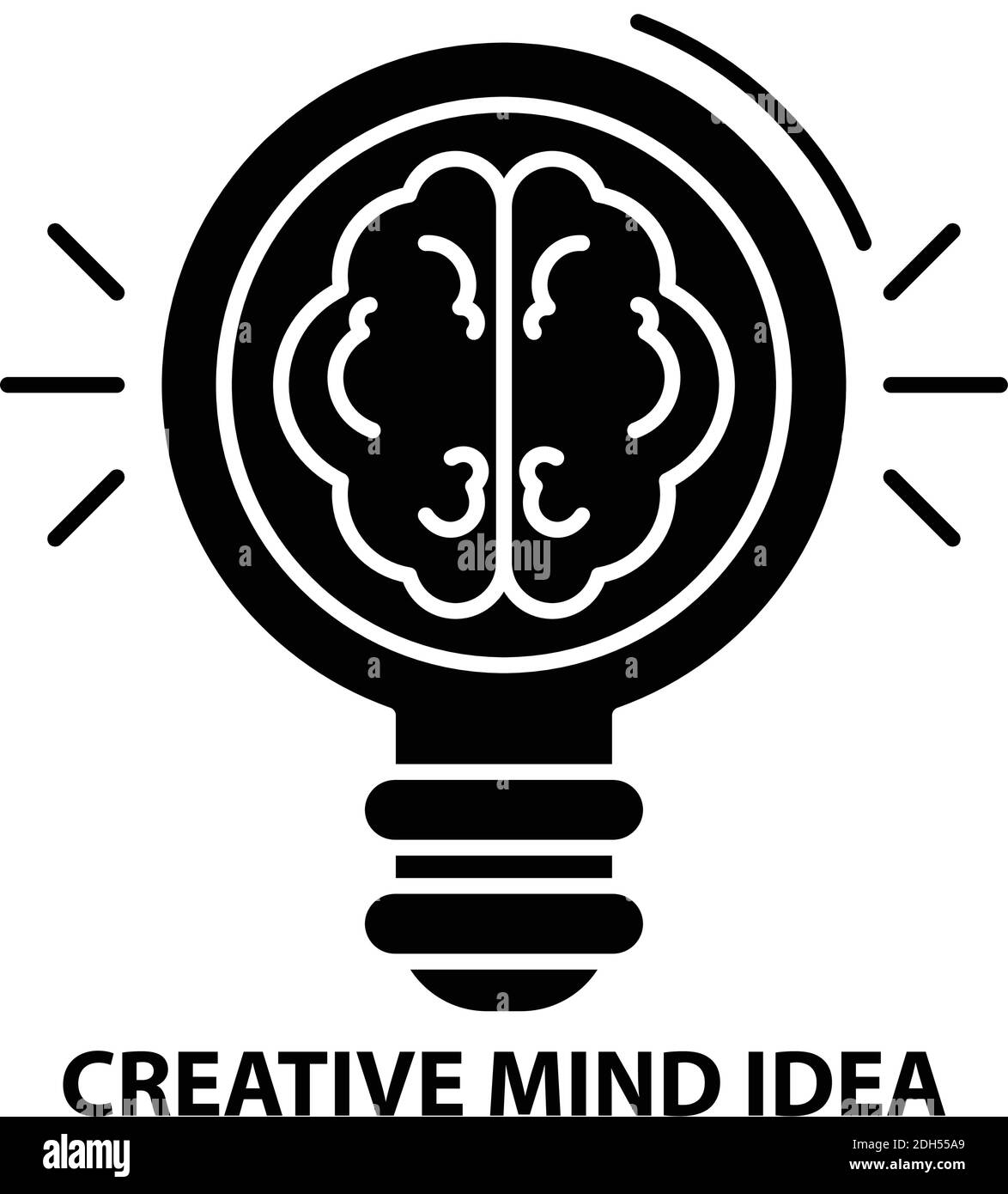 Creative Mind Idea Icon, schwarzes Vektorzeichen mit editierbaren Konturen, Konzeptdarstellung Stock Vektor