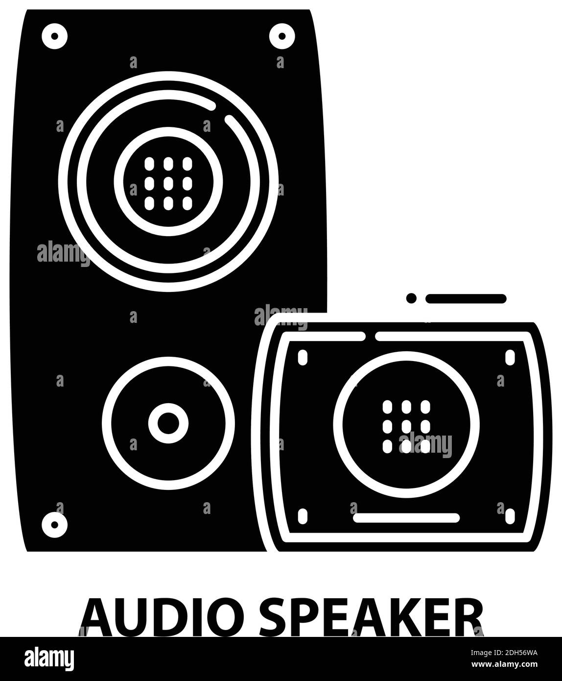 Lautsprecher-Symbol, schwarzes Vektorzeichen mit editierbaren Konturen, Konzeptdarstellung Stock Vektor