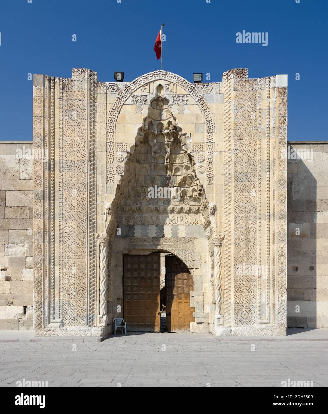 Der prächtige Eingang zur Sultanhani Karawanserei an der Seidenstraße, Türkei Stockfoto