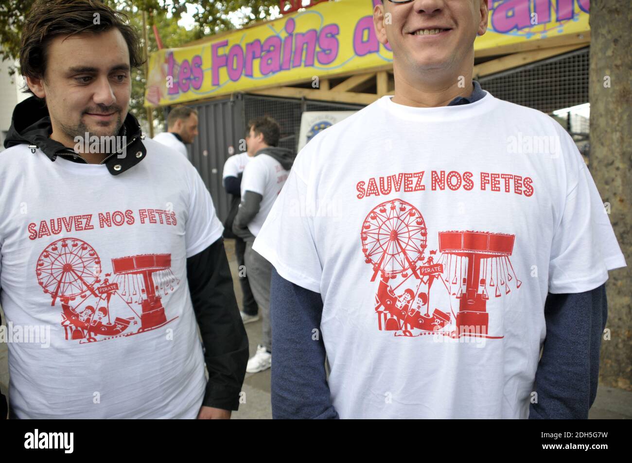 Marcel Campion et les Forains sont en tête de la Manifestation contre la reforme du Code du Travail du gouvernement Macron am 12. September 2017 in Paris, Frankreich. Foto von Alain Apaydin/ABACAPRESS.COM Stockfoto