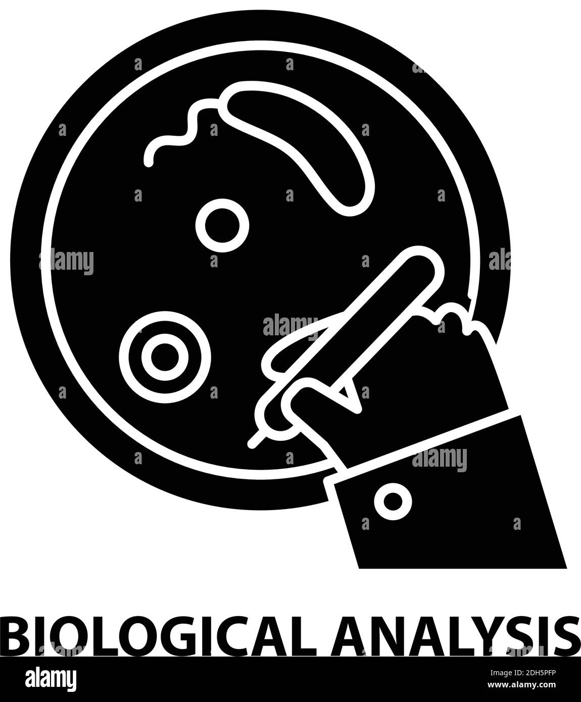 Symbol für biologische Analyse, schwarzes Vektorzeichen mit bearbeitbaren Konturen, Konzeptdarstellung Stock Vektor