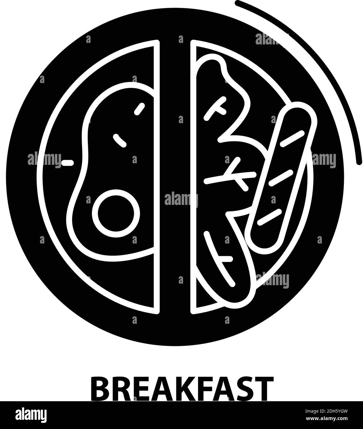 Frühstückssymbol, schwarzes Vektorzeichen mit editierbaren Striche, Konzeptdarstellung Stock Vektor
