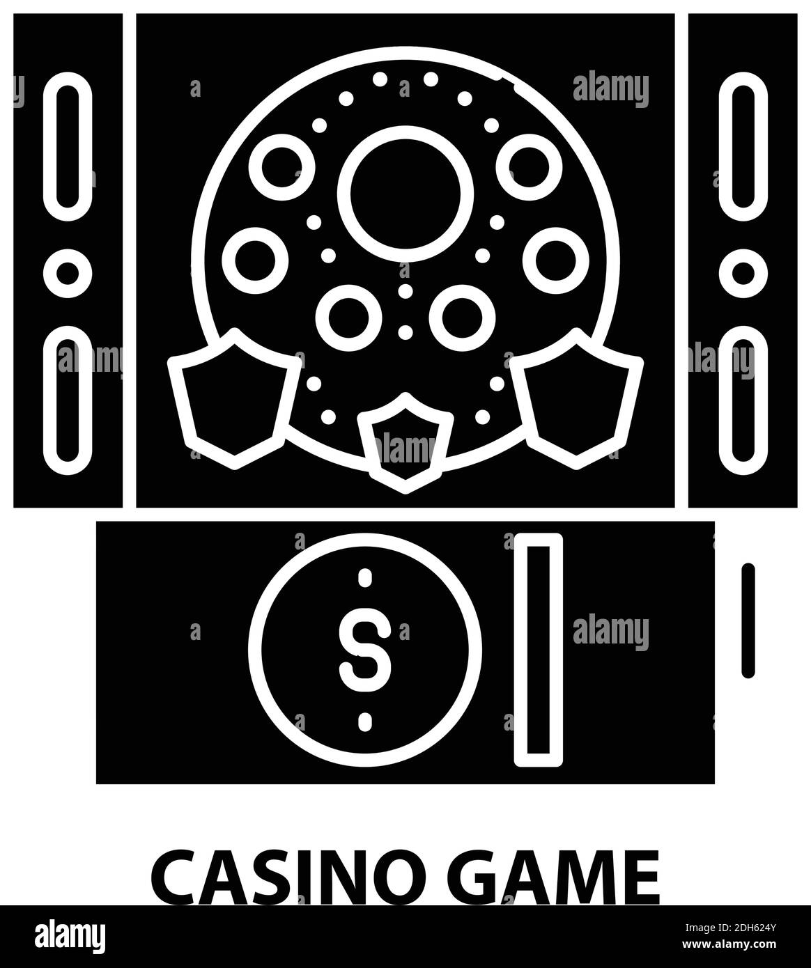 casino Spiel Symbol, schwarz Vektor-Zeichen mit editierbaren Striche, Konzept Illustration Stock Vektor