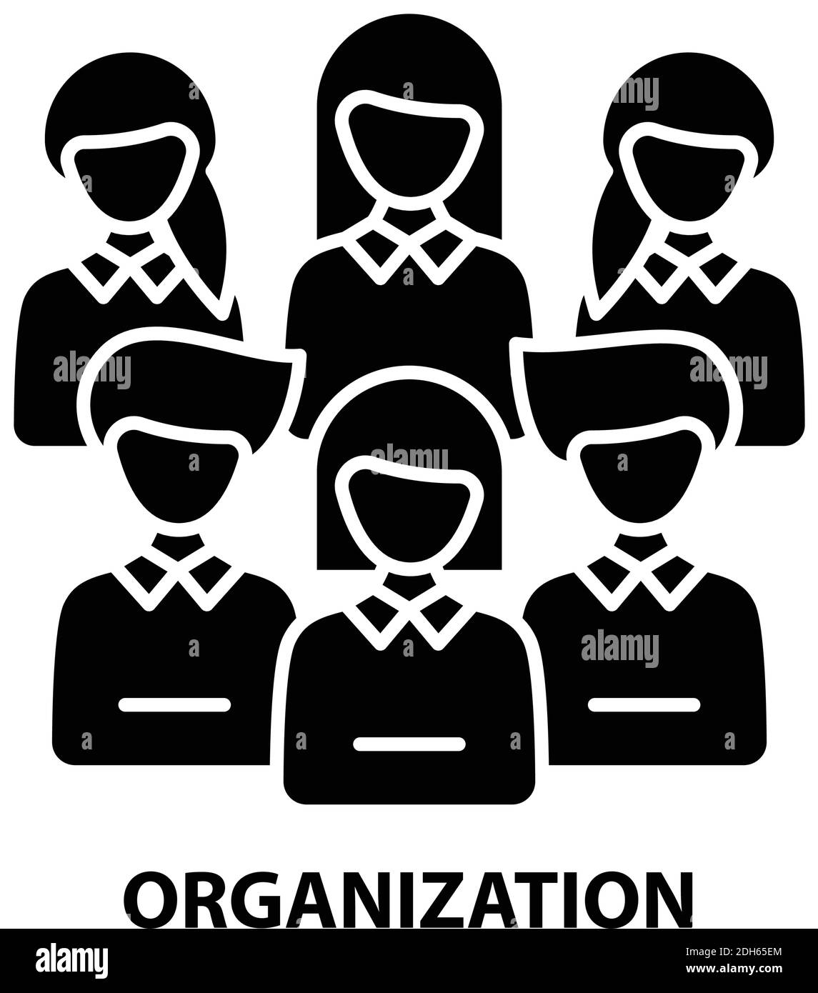 Organisationssymbol, schwarzes Vektorzeichen mit editierbaren Konturen, Konzeptdarstellung Stock Vektor