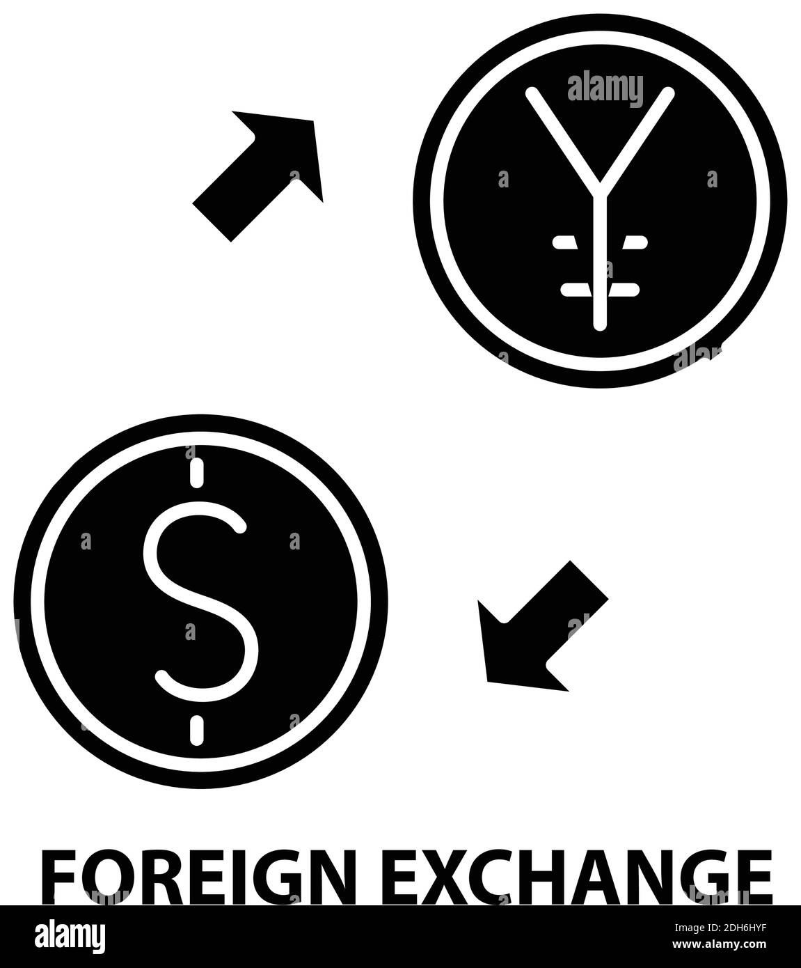 Devisensymbol, schwarzes Vektorzeichen mit editierbaren Konturen, Konzeptdarstellung Stock Vektor