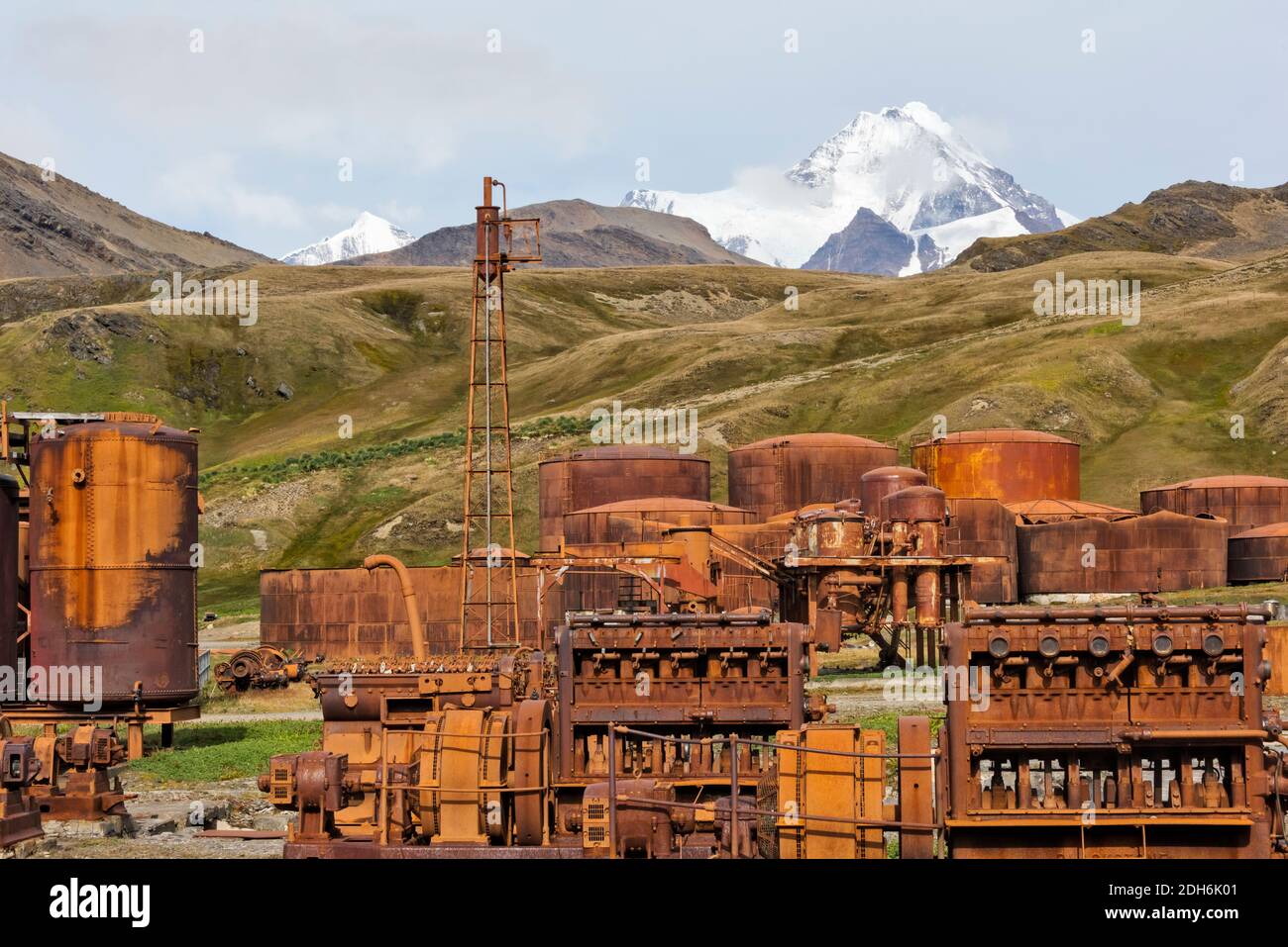 Walöl-Verarbeitungsgeräte, Grytviken (verlassene Walfangstation), Südgeorgien Stockfoto