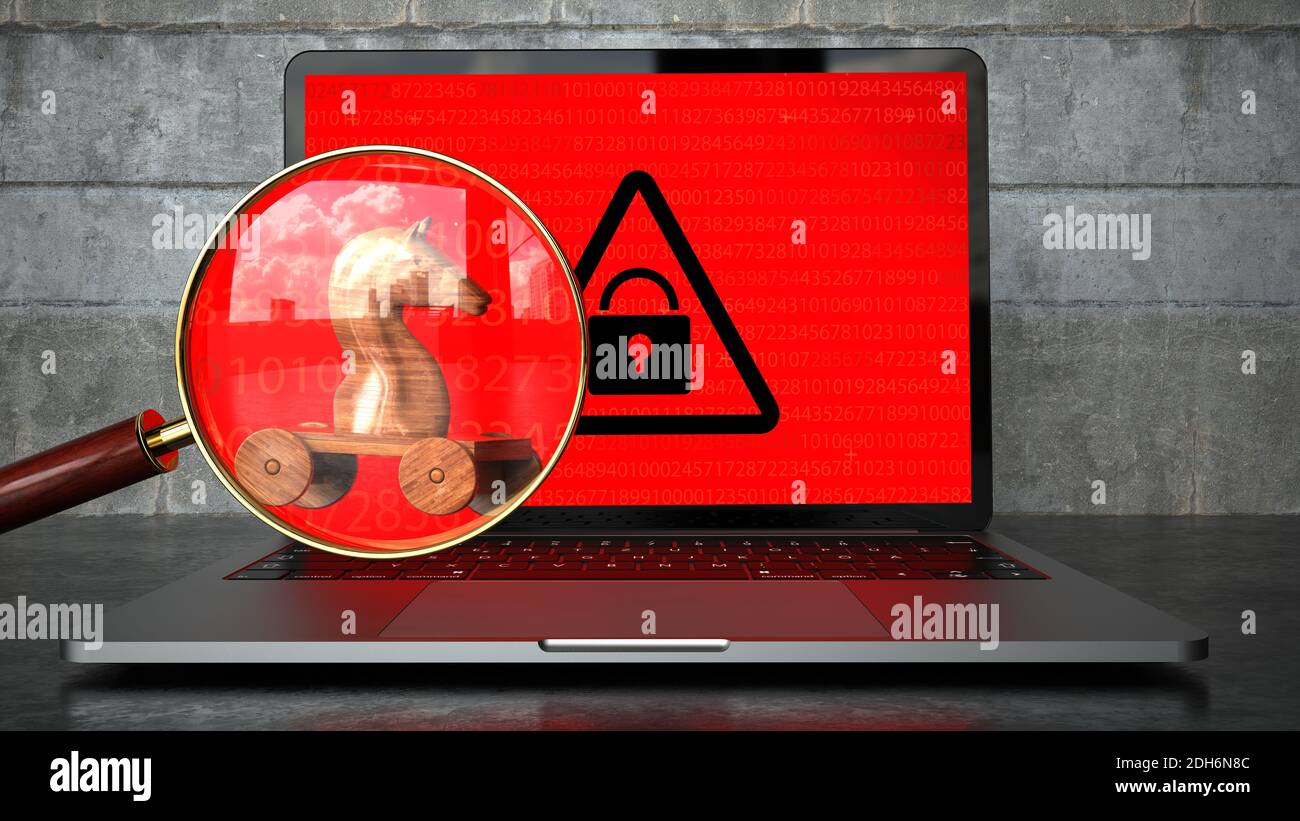 Verschlüsselte Notebook-Trojaner-Malware Erkannt Stockfoto
