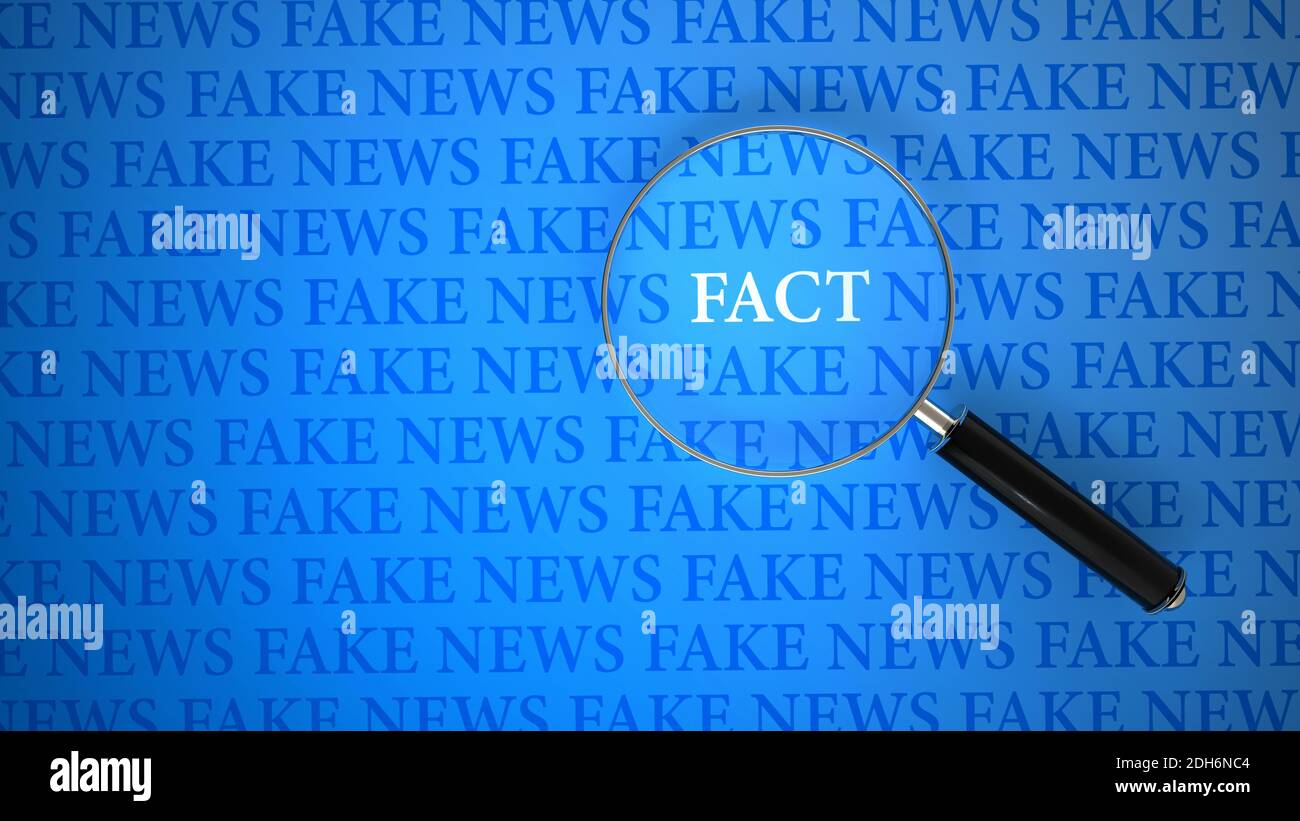 Fake News Loupe Fakten Stockfoto