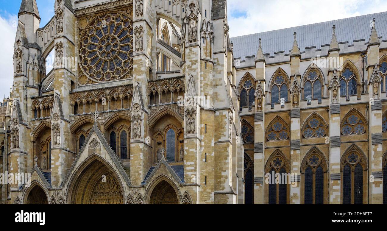 Westminster Abbey Fassade aus der Nähe in london Stockfoto