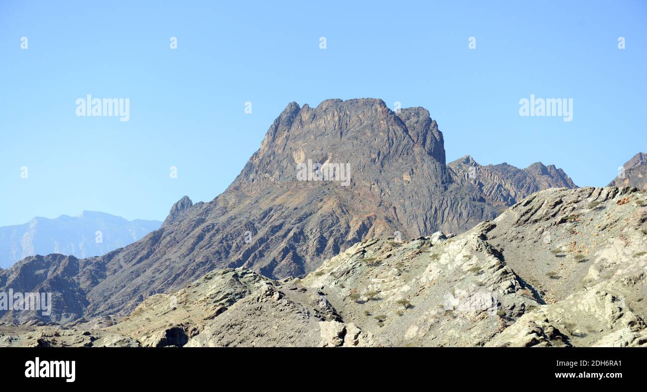 Berglandschaften im Jabel Shams Gebiet im Oman. Stockfoto