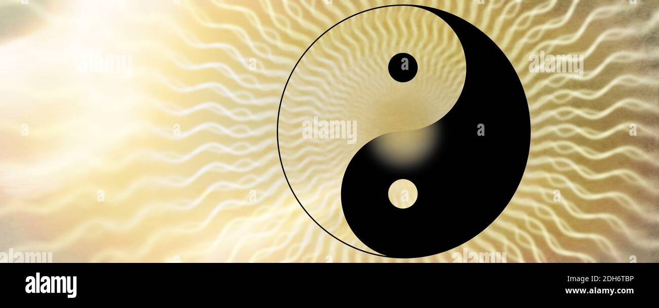 Yin, Yang, Medizin, chinesisch, tcm, Symbol, Zeichen, texturiertes Banner Stockfoto