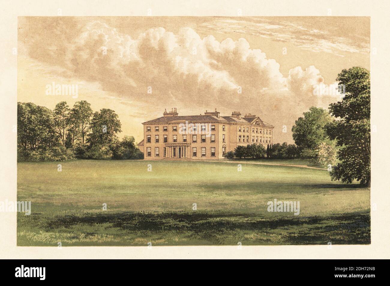 Farnham House, County of Cavan, Irland. Haus erbaut 1700 und umgestaltet von James Wyatt in 1795 für Barry Maxwell, 1. Earl of Farnham. Erweitert von Architekt Francis Johnston im Jahr 1802 für John James Maxwell, 2. Earl. Farbholzschnitt von Benjamin Fawcett im Baxter-Prozess einer Illustration von Alexander Francis Lydon aus Reverend Francis Orpen Morris A Series of picturesque views of the Seats of Noblemen and Gentlemen of Great Britain and Ireland, William Mackenzie, London, 1880. Stockfoto