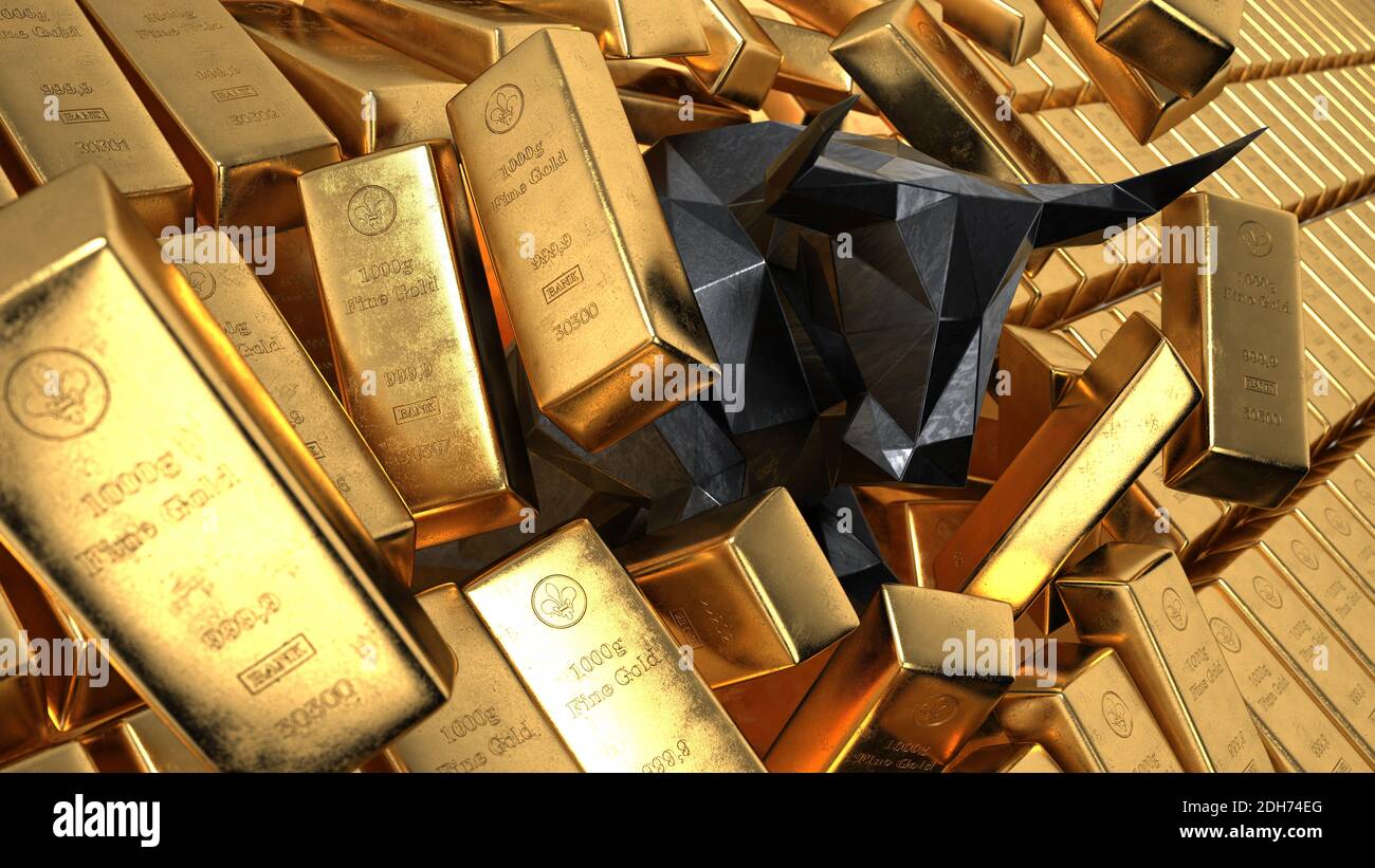 Bullischer Goldmarkt Stockfoto