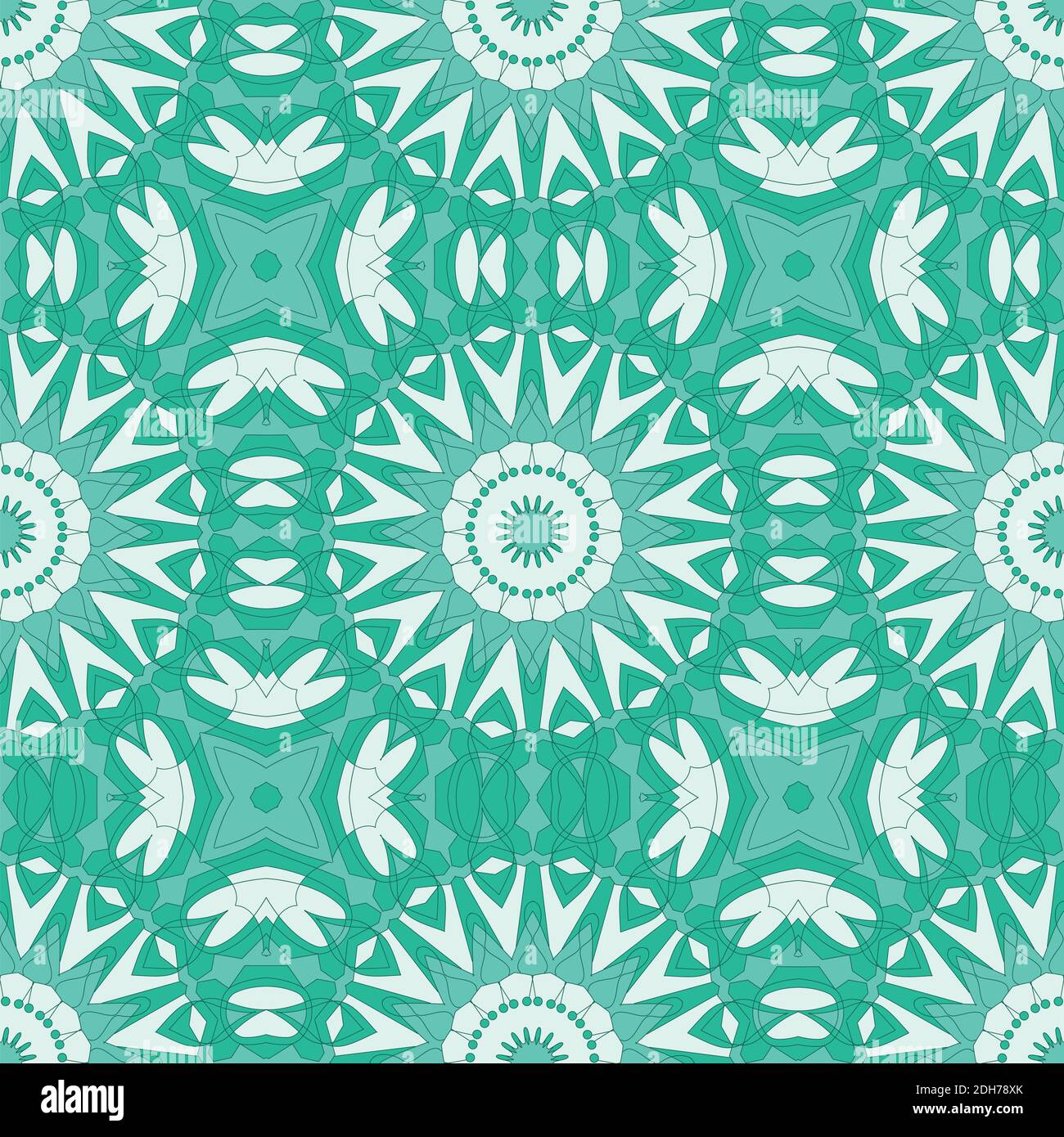 Ethnic nahtlose Vektor-Muster. Grüne geometrische Blumen Mandalas. Kann für die Gestaltung von Stoff, Abdeckungen, Tapeten, Fliesen verwendet werden. Stock Vektor