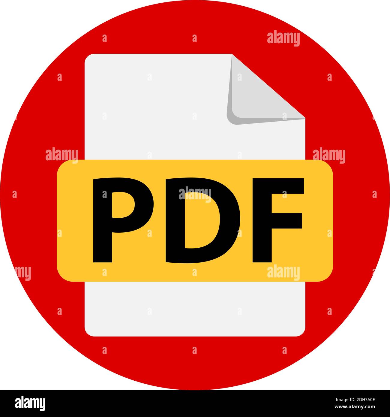Vektor-rotes Symbol PDF. Dateiformaterweiterungen Symbol. Flaches Design. Kreisschaltflächen. Stock Vektor