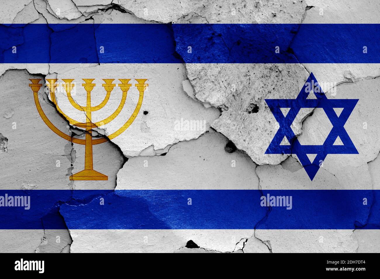 Darstellung der Flagge der zehn verlorenen Stämme Israels Und Israel Stockfoto