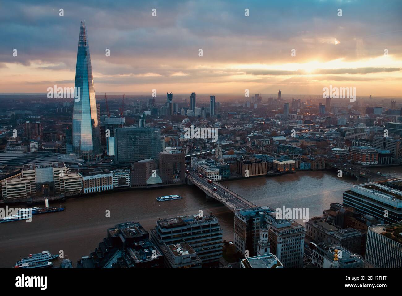 London-Blick bei Sonnenuntergang Stockfoto