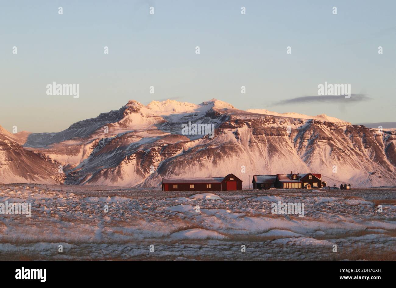 Arnarstapi auf der Snaefellsnes Halbinsel, Island, Europa im Winter Stockfoto