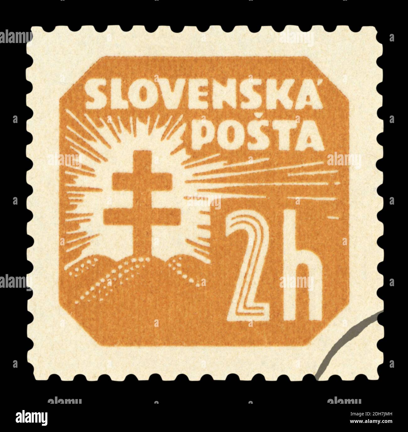 SLOWAKEI - UM 1943: Eine in der Slowakei gedruckte Marke im Wert 2h, um 1943. Stockfoto