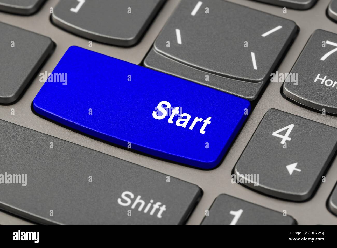 Computer-Notebook-Tastatur mit Start-Taste Stockfoto