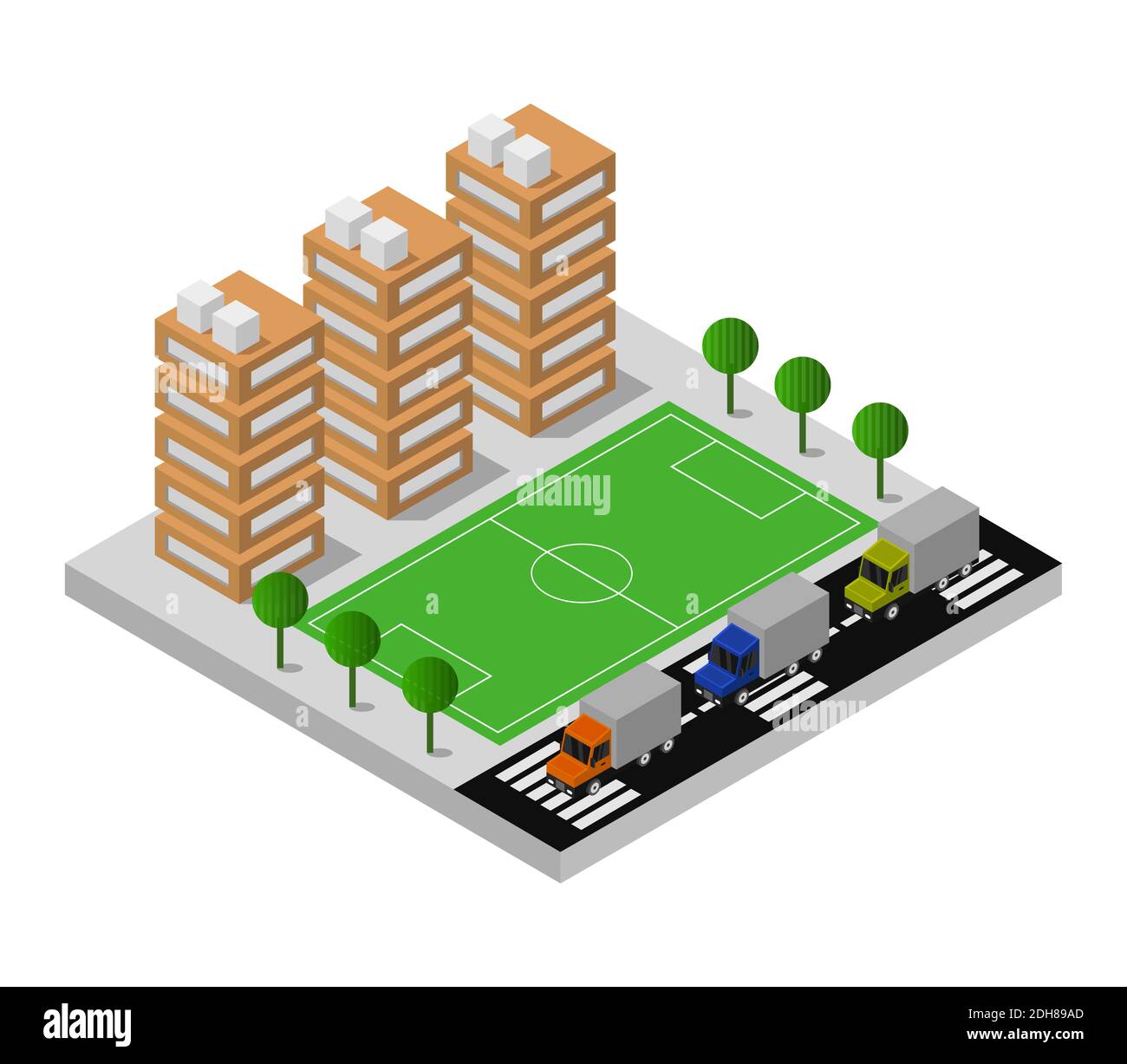 Isometrisches Stadion Illustrierte Vektor Grafik Illustration. Stock Vektor