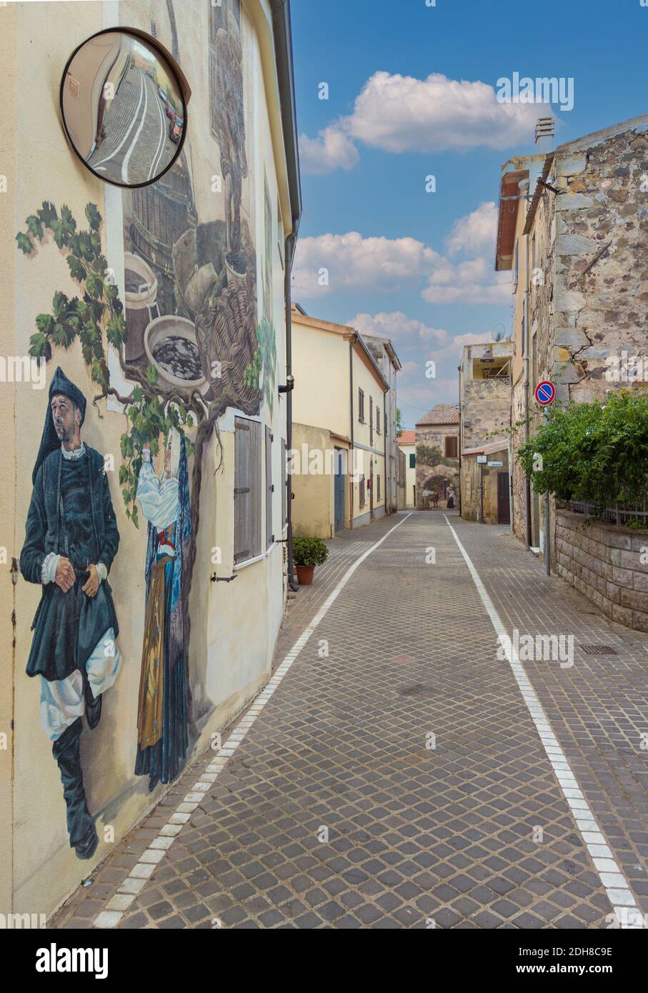 Sennariolo (Italien) - das schöne historische Zentrum einer der kleinsten Gemeinden in Sardinien Region und Insel, mit nur 168 Einwohnern, Oristano Stockfoto