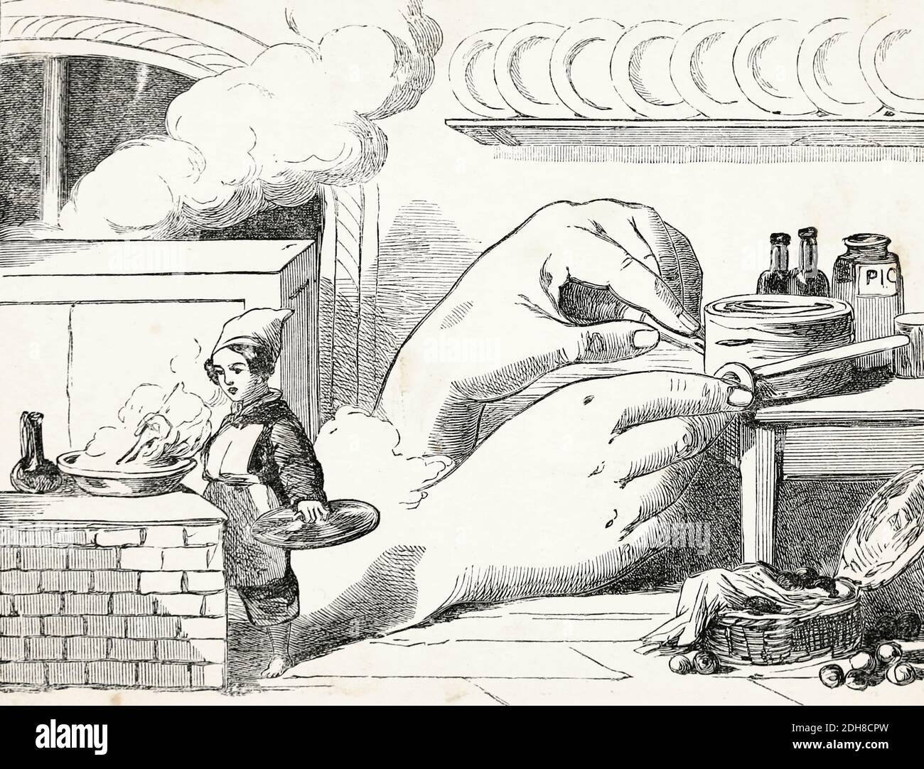 Riesige Hände oder die Belohnung der Industrie ein Märchen aus dem Buch "Märchen" von Forrester, Alfred Henry, 1804-1872 [Alfred Henry Forrester (10. September 1804 – 26. Mai 1872) war ein englischer Autor, Comiczeichner, Illustrator und Künstler, der auch unter dem Pseudonym Alfred Crowquill bekannt war. Stockfoto