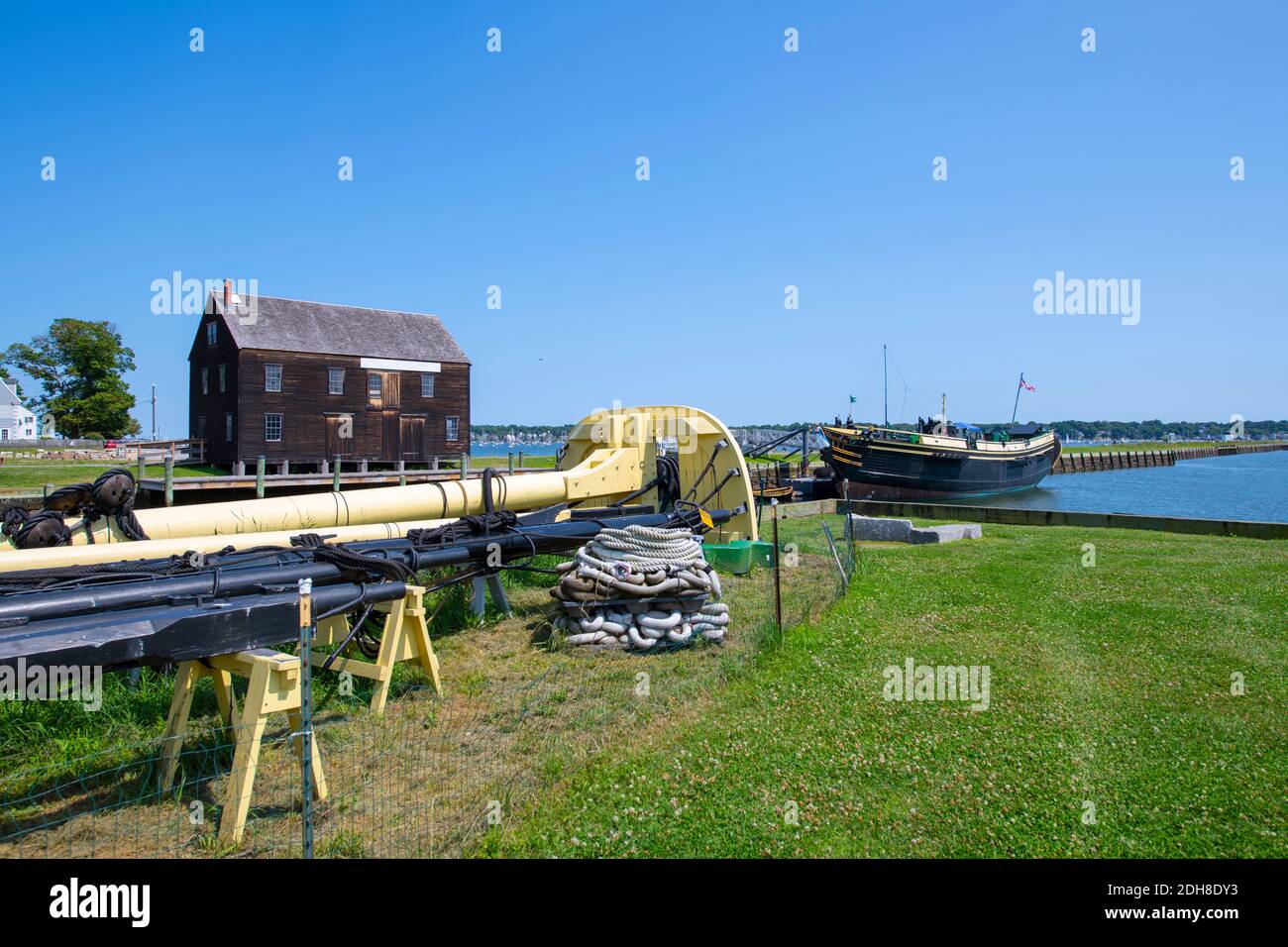Freundschaft der Salem Masten in der Salem Maritime National Historic Site (NHS) in Salem, Massachusetts, USA. Dieses Schiff ist ein Full Scale r Stockfoto