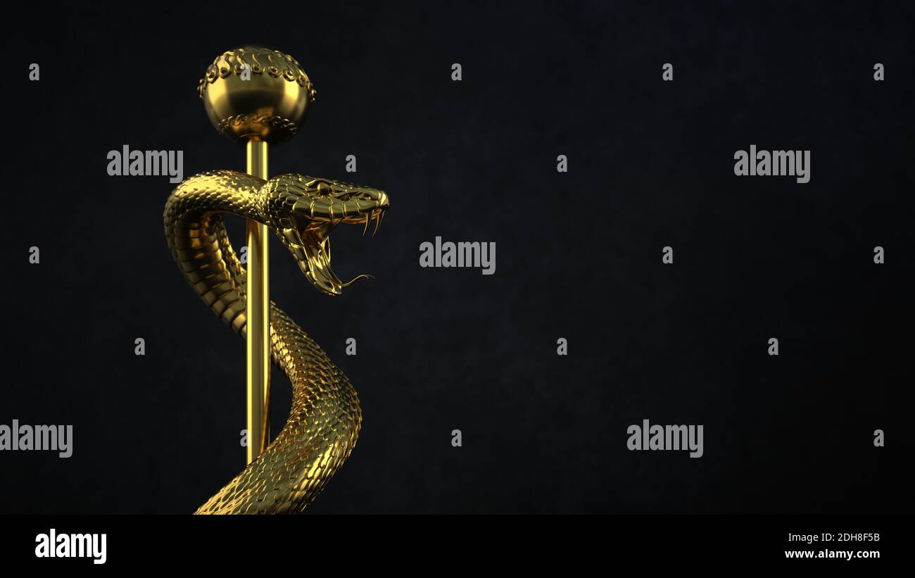 Schlangenstab Des Asklepios Stockfoto