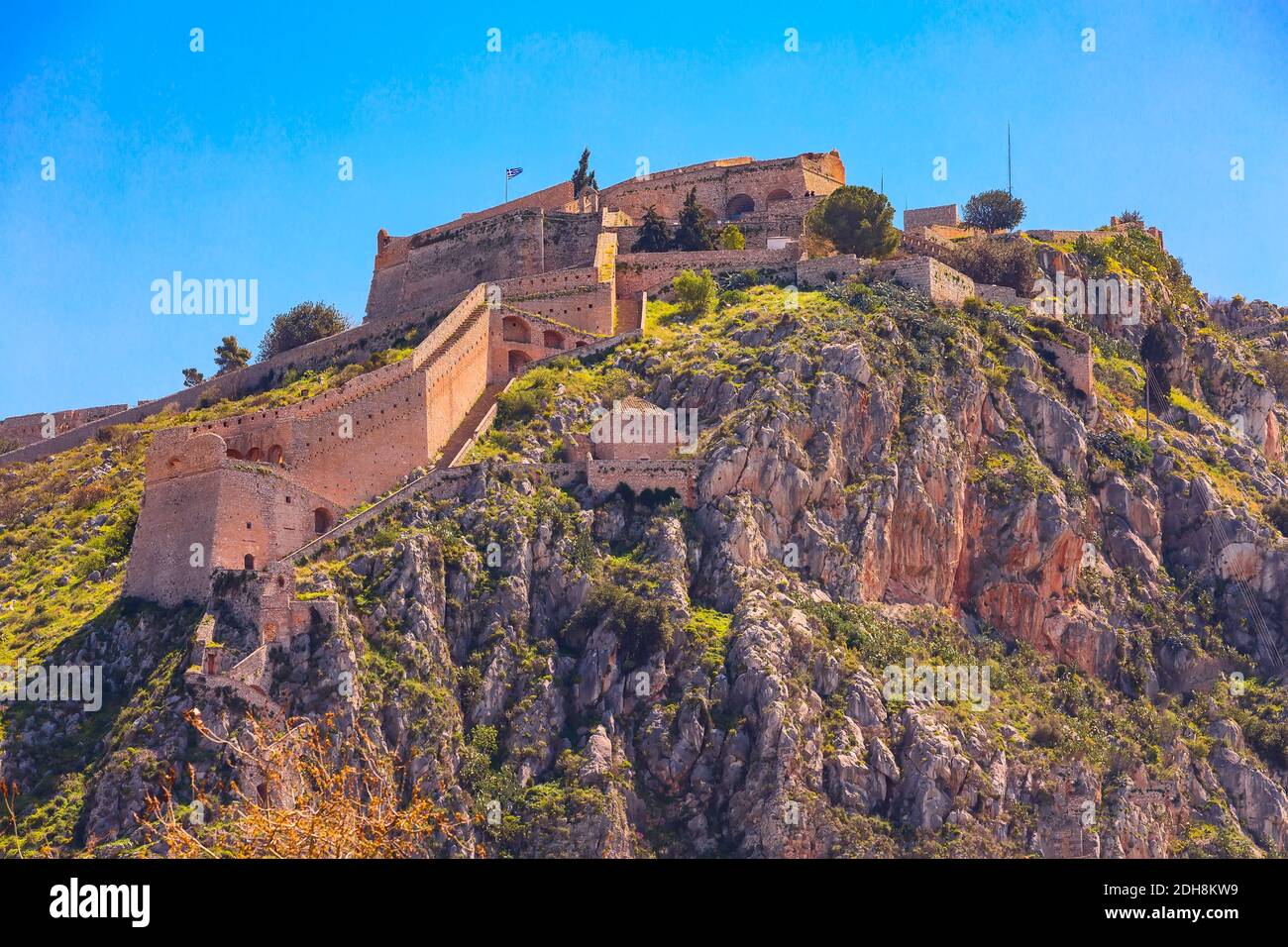 Palamidi Schloss auf dem Hügel, Nafplion, Griechenland Stockfoto
