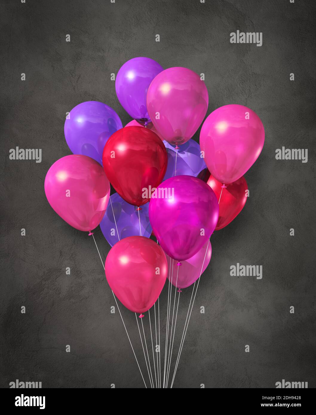 Rosa Luftballons Gruppe auf einem konkreten Hintergrund Stockfoto