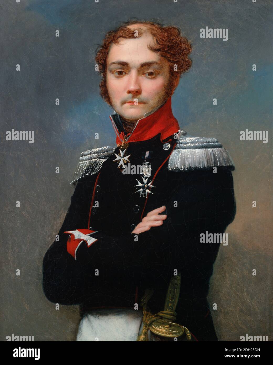 Charles-Louis Regnault, ein Offizier aus den Napoleonischen Kriegen, Porträtmalerei von Jean-Baptiste Regnault, 1814-1815 Stockfoto