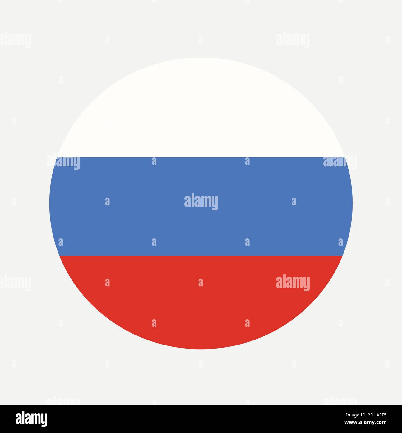 Nationale Flagge der Russischen Föderation in einer Kreisform. Stock Vektor