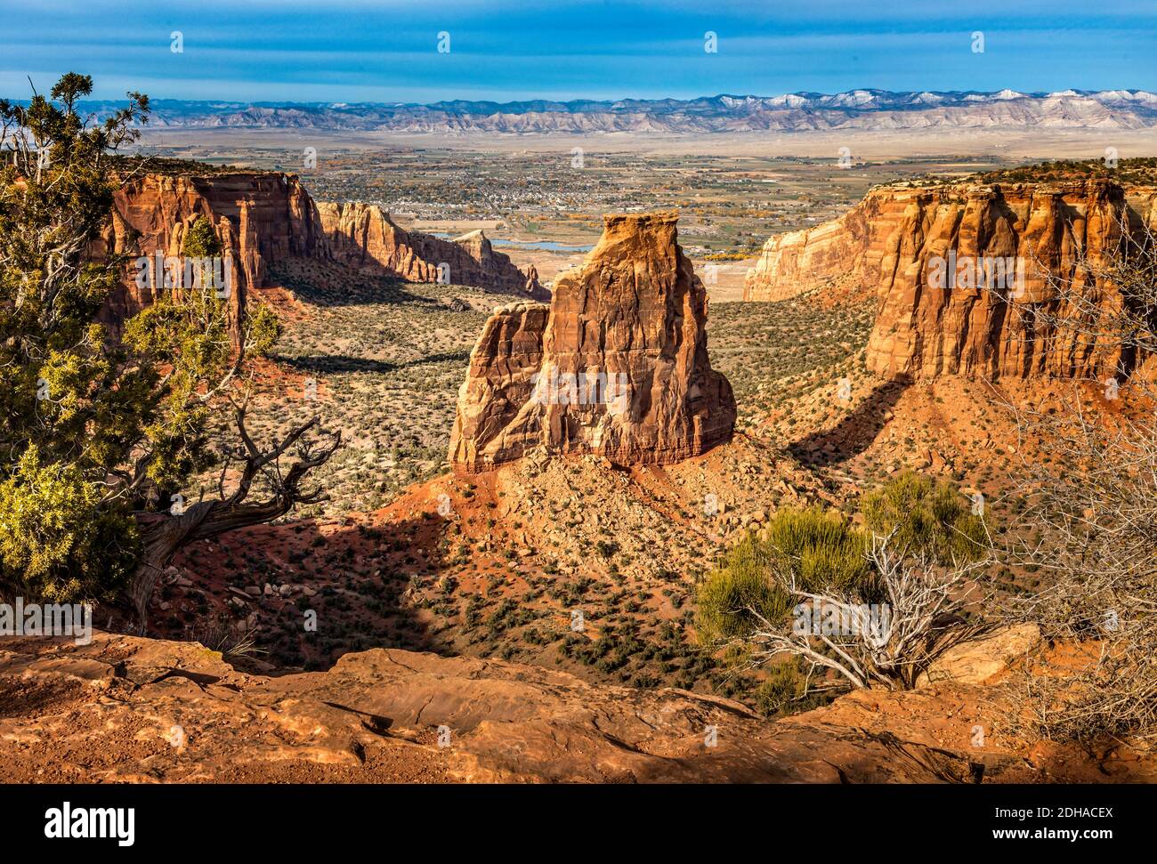 Landschaftlich schöner Blick vom Grand View auf dem Rimrock Drive, Colorado Stockfoto