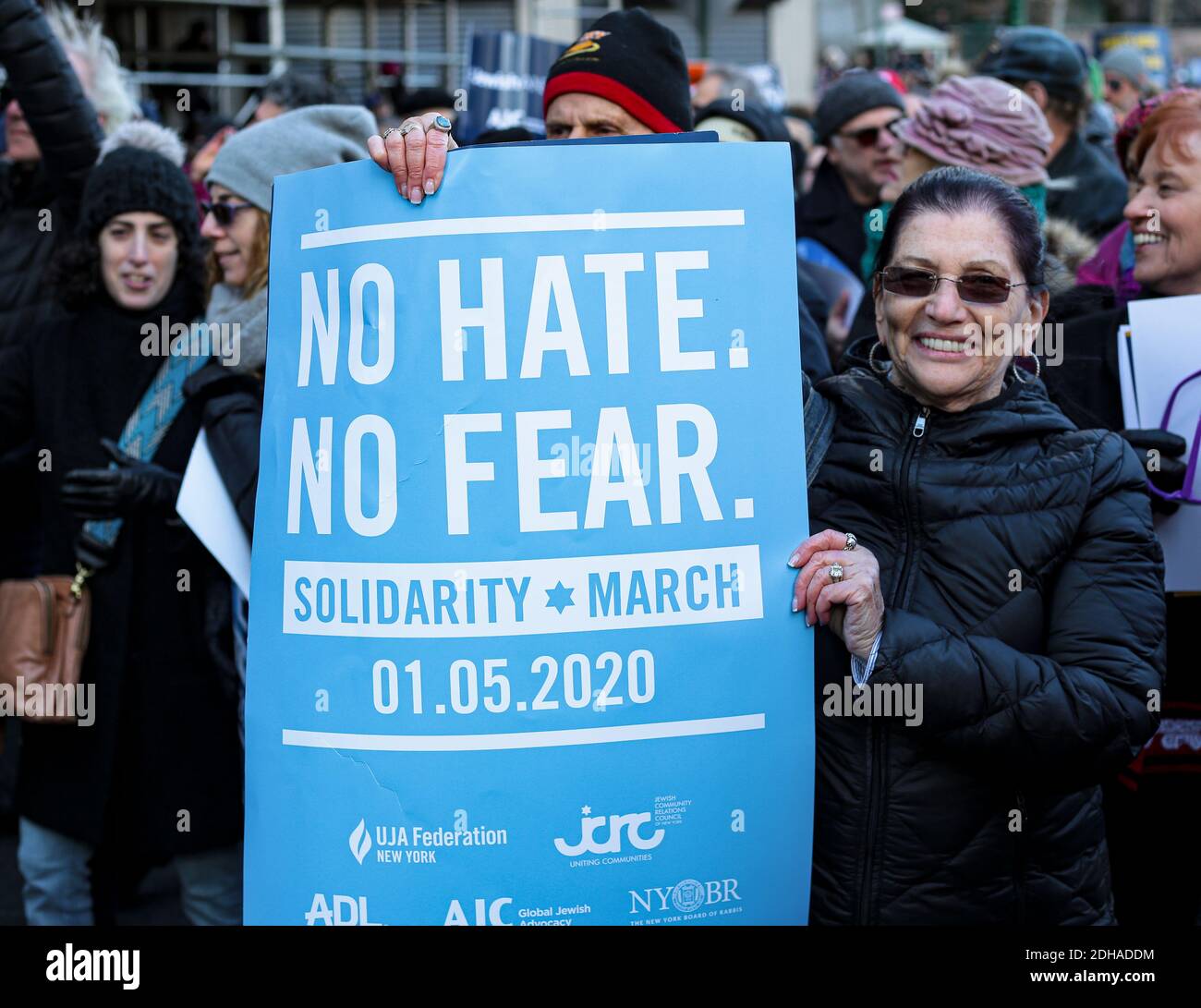 Kein Hass Keine Angst war der marsch in NYC gegen den antisemitismus nach mehreren Attaken in der Gegend. Stockfoto