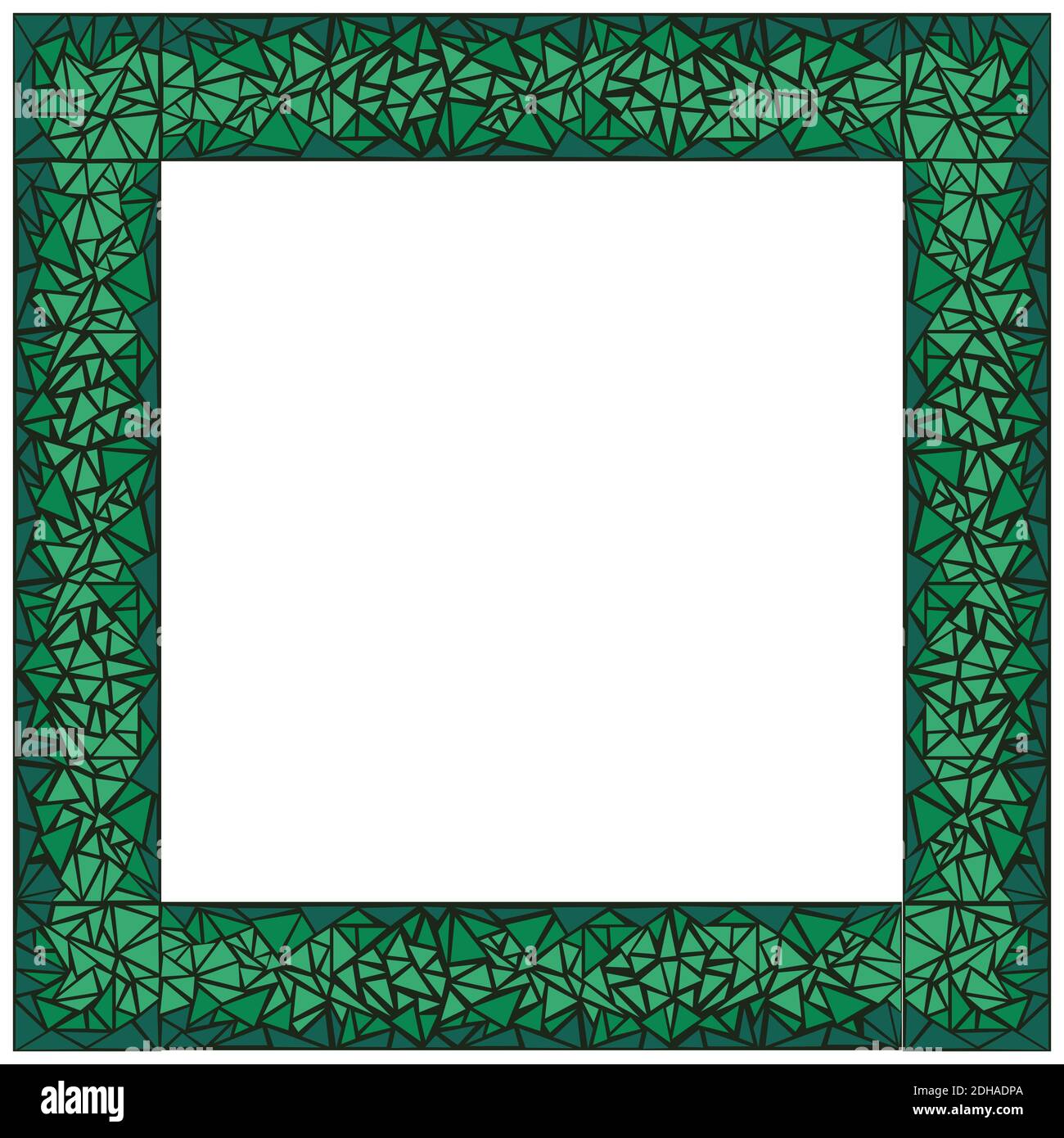 Malachit grün Mosaik quadratischen Rahmen. Isolierte Vektordarstellung auf weißem Hintergrund. Stock Vektor