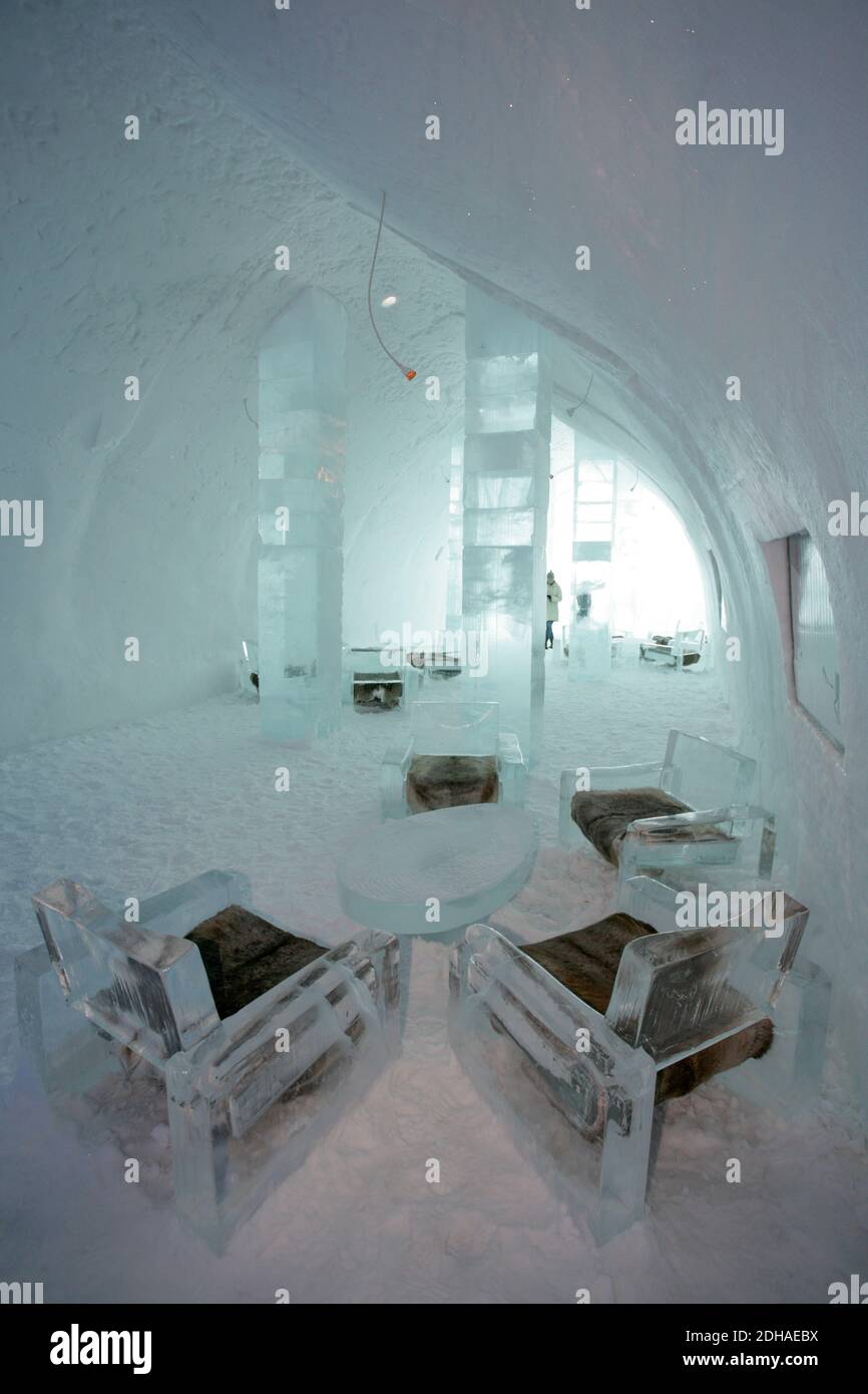 ICE HOTEL, JUKASSJARVI SCHWEDEN Stockfoto