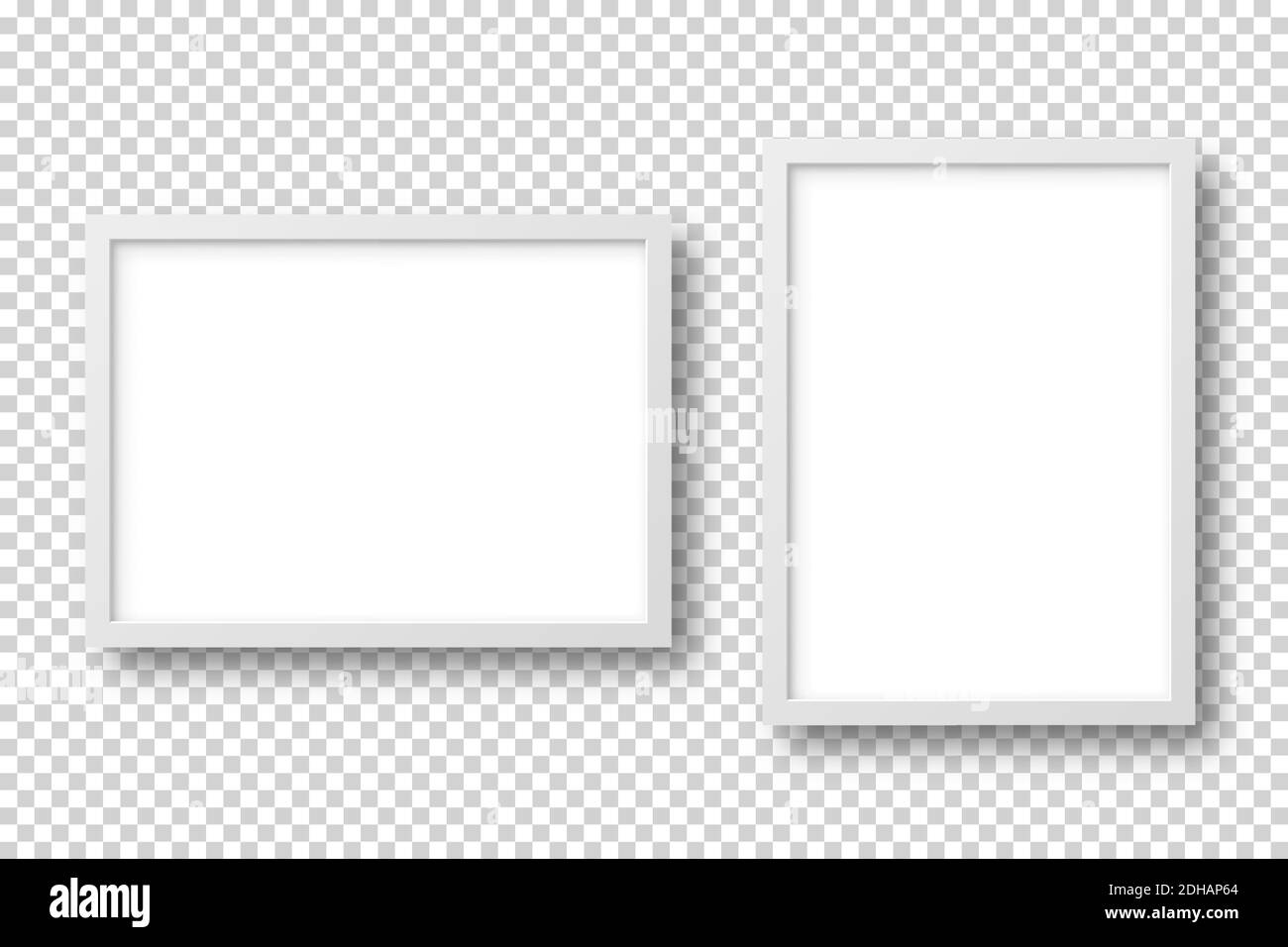 Realistischer Bilderrahmen isoliert auf transparentem Hintergrund. Leeres Postermockup. Leerer Fotorahmen. Vektorgrafik. Stock Vektor