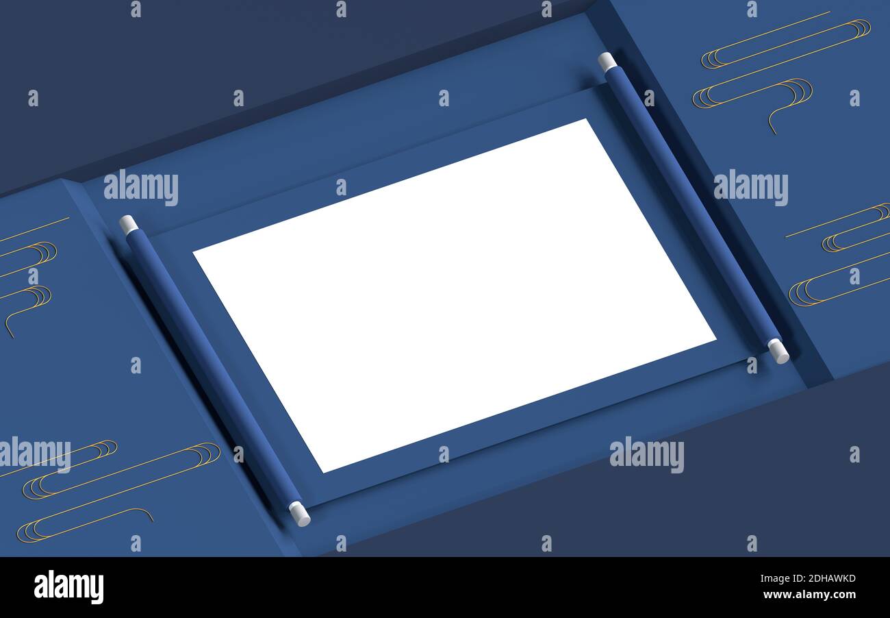 Leere chinesische alte Haspel Hintergrund, 3d-Rendering. Digitale Zeichnung des Computers. Stockfoto