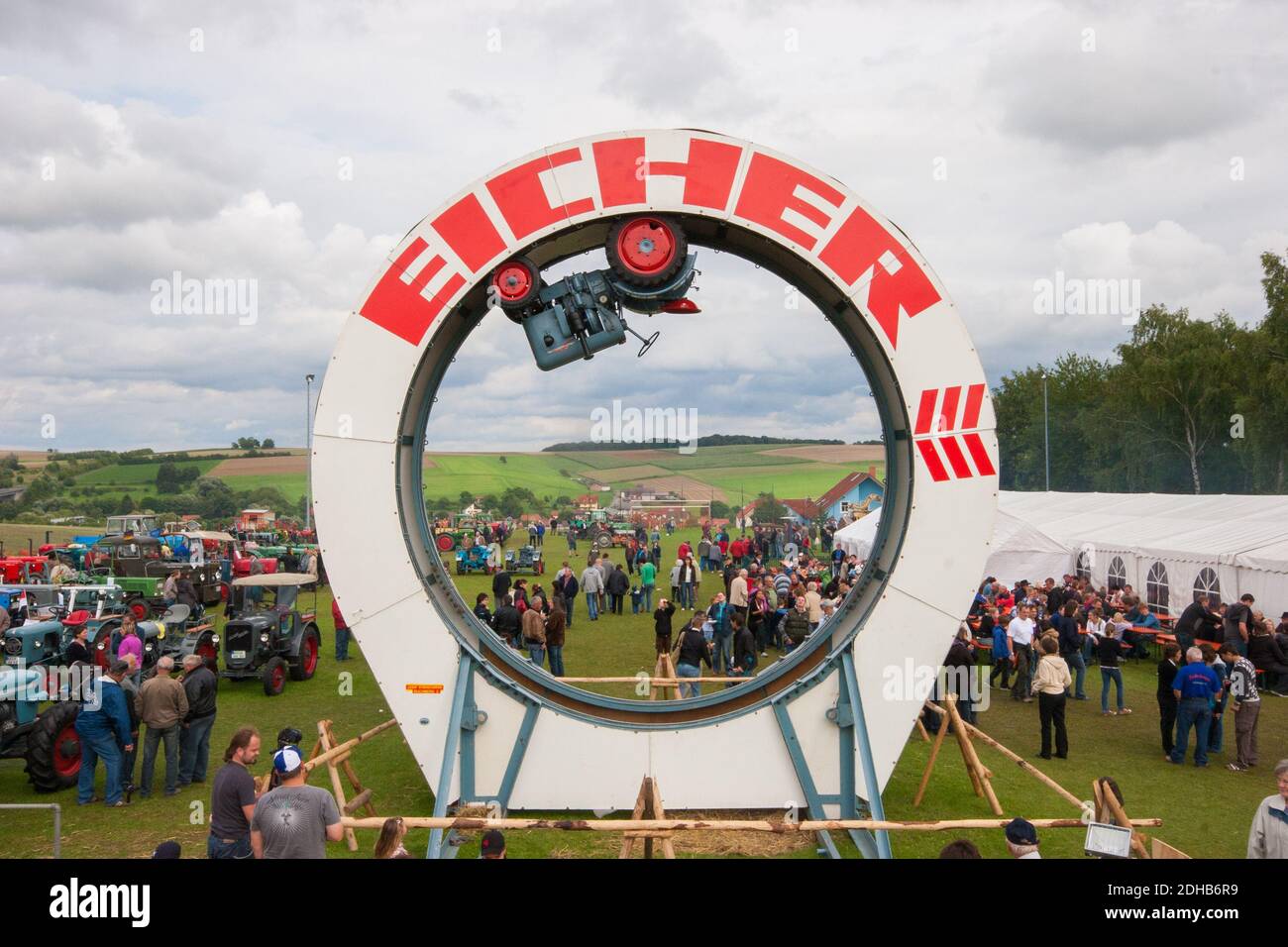 Eicherrad bei einem Oldtimer-Event in Kleinsteinach, Deutschland Stockfoto