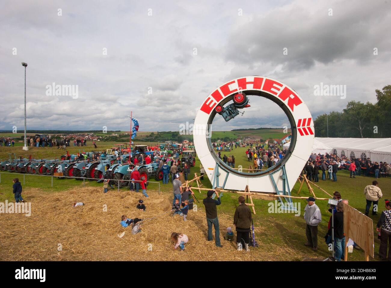 Eicherrad bei einem Oldtimer-Event in Kleinsteinach, Deutschland Stockfoto