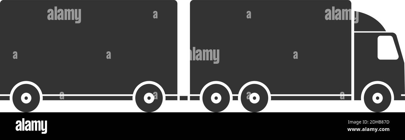 LKW und Anhänger Piktogramm isoliert auf weißem Vektor-Abbildung, Transport-Symbol Stock Vektor