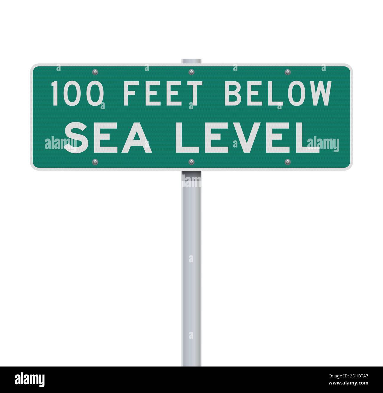 Vektor-Illustration der 100 Meter unter Meereshöhe grün Straßenschild Stock Vektor