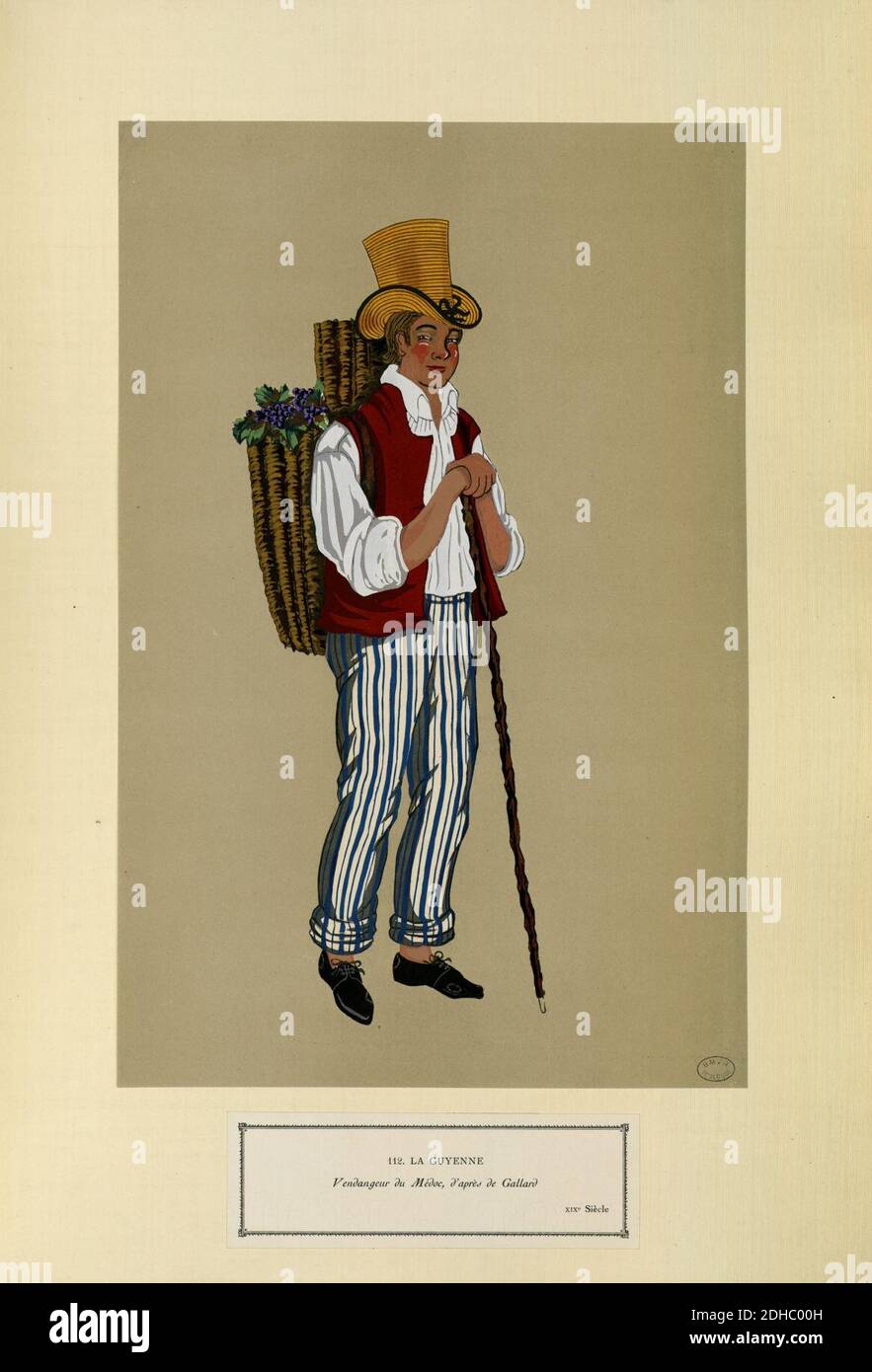 La Guyenne - Vendengeur du Médoc, d'après de Gallard - XIXe siècle (Nr. 112) - Fonds Ancely - B315556101 A GARDILANNE 020. Stockfoto